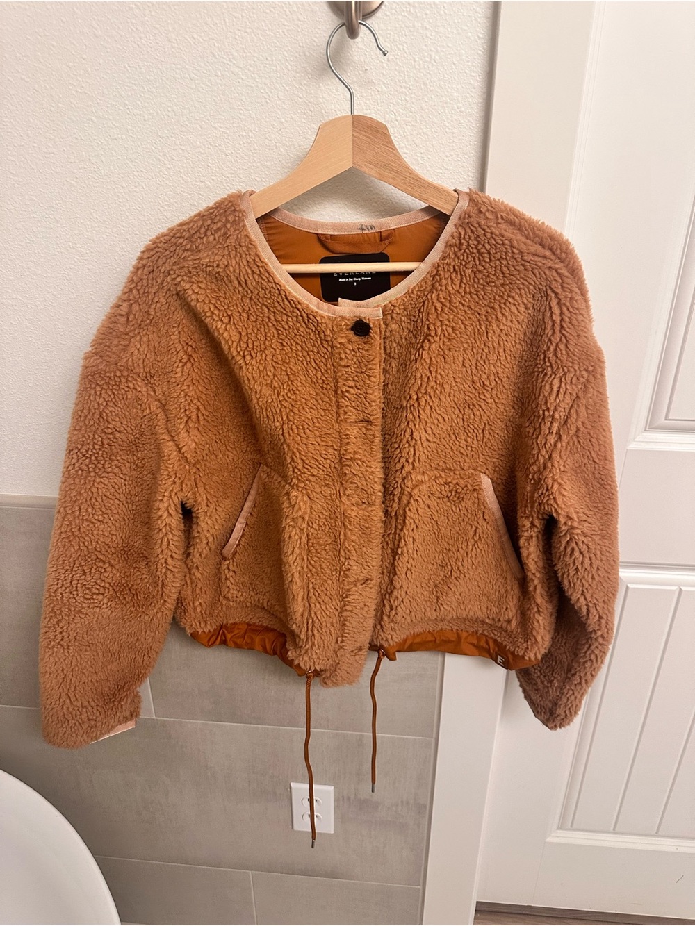 Everlane Teddy Fleece Jacket in Camel Brown